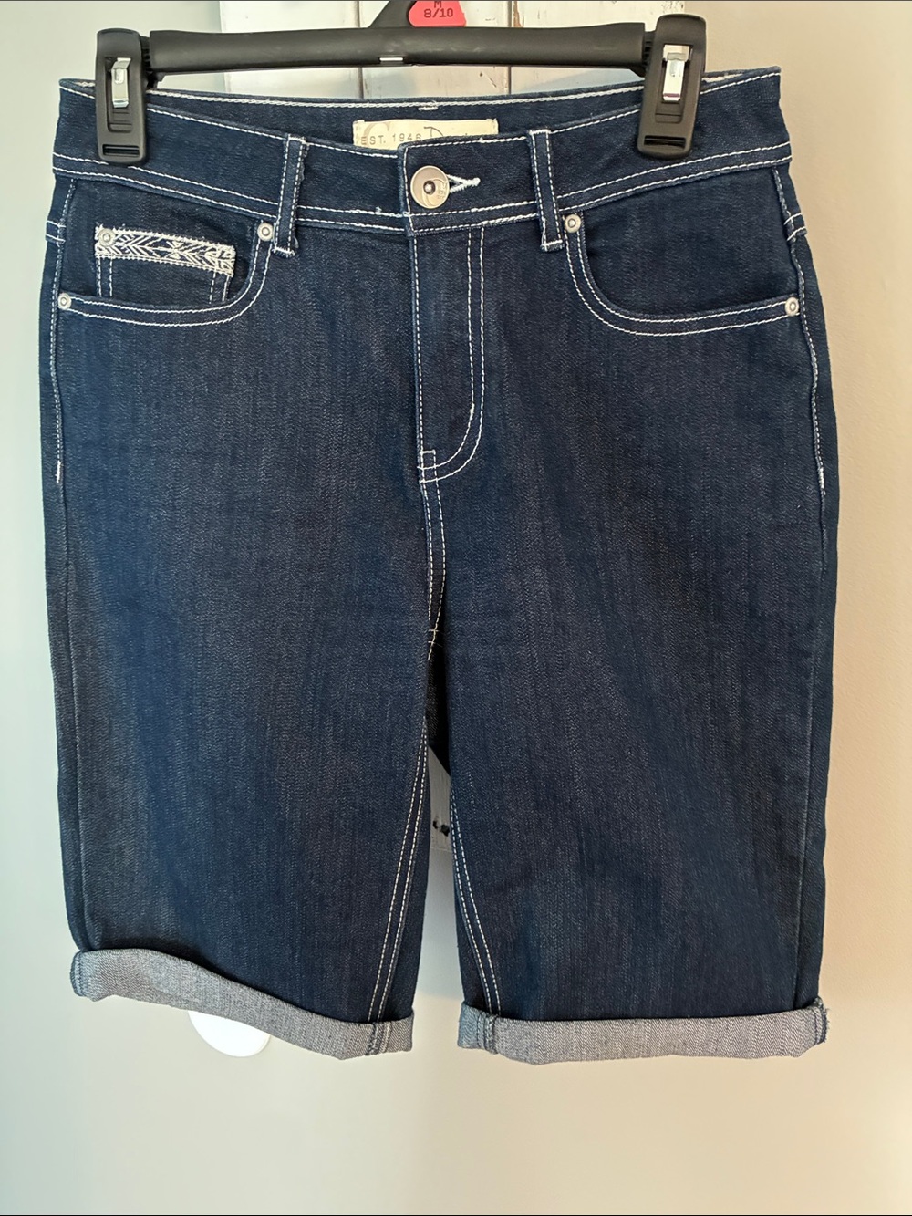 Women’s dark wash high rise jean Bermuda shorts from Cato